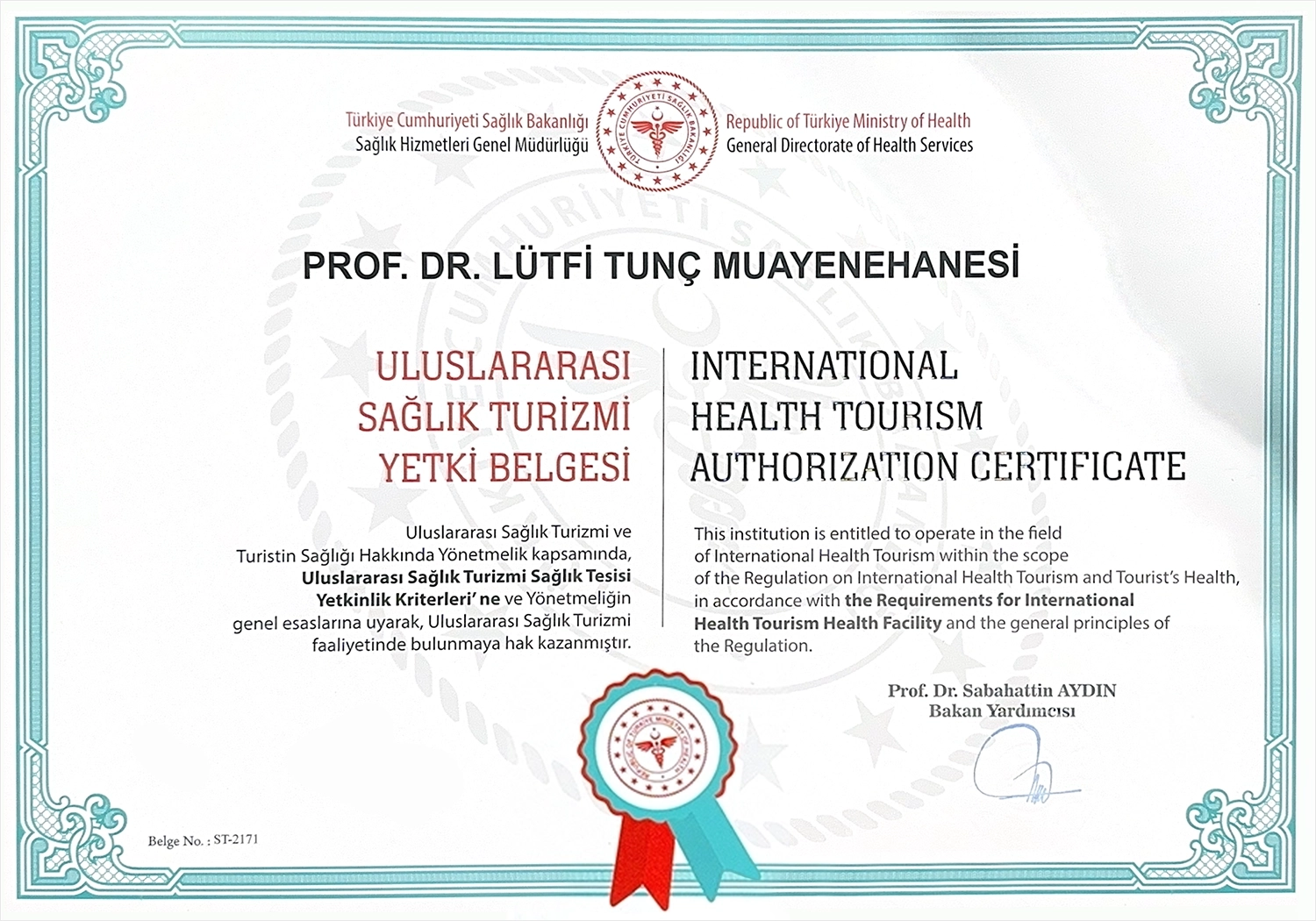 Uluslararası Sağlık Turizmi Yetki Belgesi